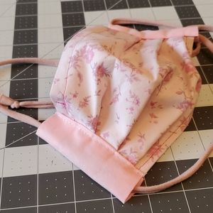 Pink Floral Drawstring Cotton Face Mask